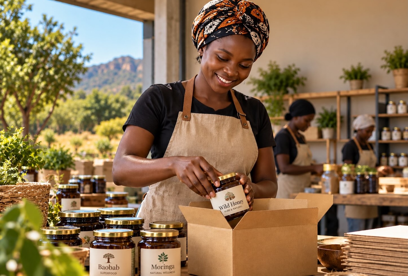Entrepreneur preparing products for a customer